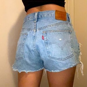 Levi shorts 501 distressed, blue, short
